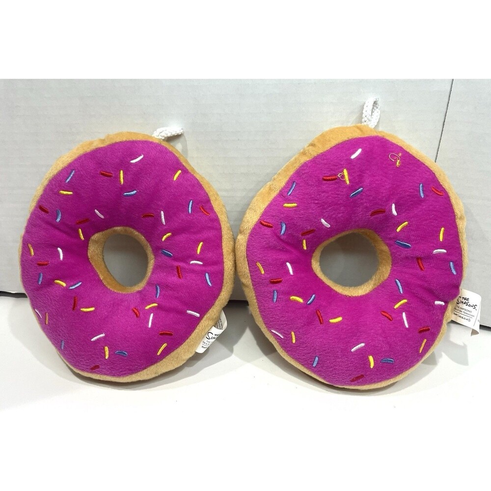 Universal Studios THE SIMPSONS Pink Sprinkle Donut 15” Plush Pillow SET OF 2